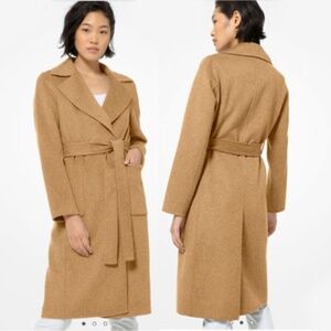 Wool Blend Wrap Coat